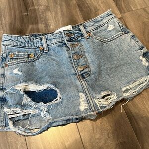 Zara Distressed Denim Skort